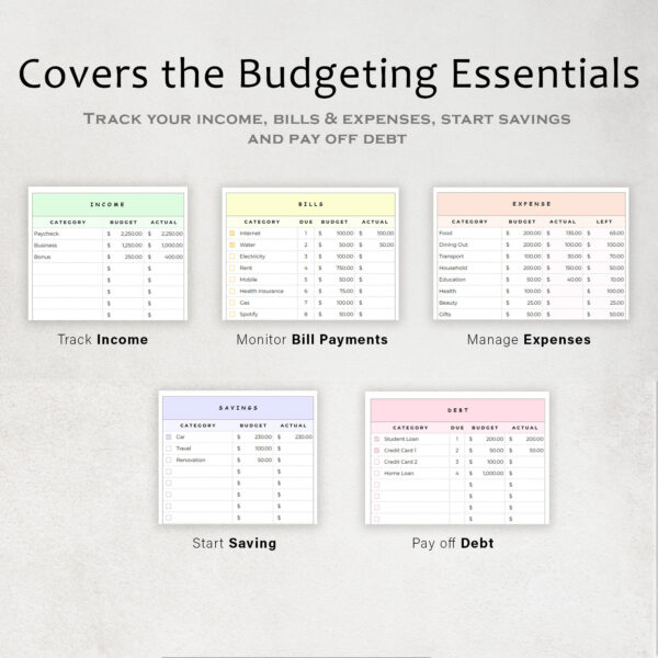 Budget Planner Google Sheet Monthly Budget Spreadsheet Paycheck Budget Template Simple Weekly Financial Planner Beginners Biweekly Budgeting - Image 7