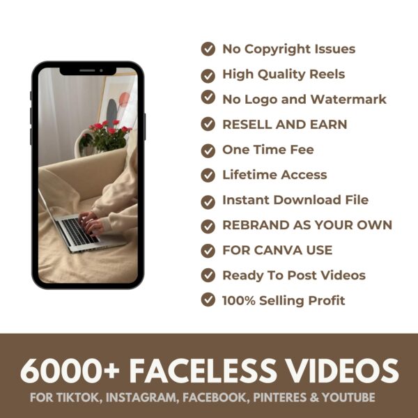 6000+ Aesthetic Faceless Video Reels + Story MRR&PLR resell | Affiliate Marketing, Email, Social Media Instagram Templates Digital - Image 2