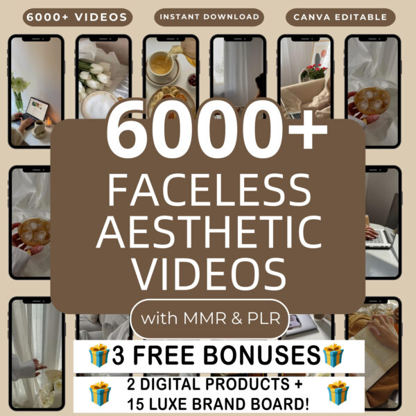 6000+ Aesthetic Faceless Video Reels + Story MRR&PLR resell | Affiliate Marketing, Email, Social Media Instagram Templates Digital