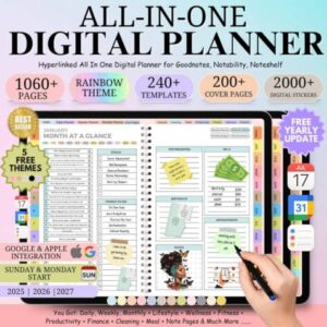 All-in-One Digital Planner 2025, 2026, 2027 – Goodnotes Planner, Apple Google Calendar + Bonus 50+ Templants planners